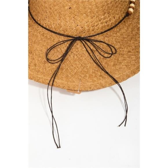 ✨NWT Fame Beaded Cowrie Shell Straw Weave Western Cowboy Hat‎ - Picture 3 of 4